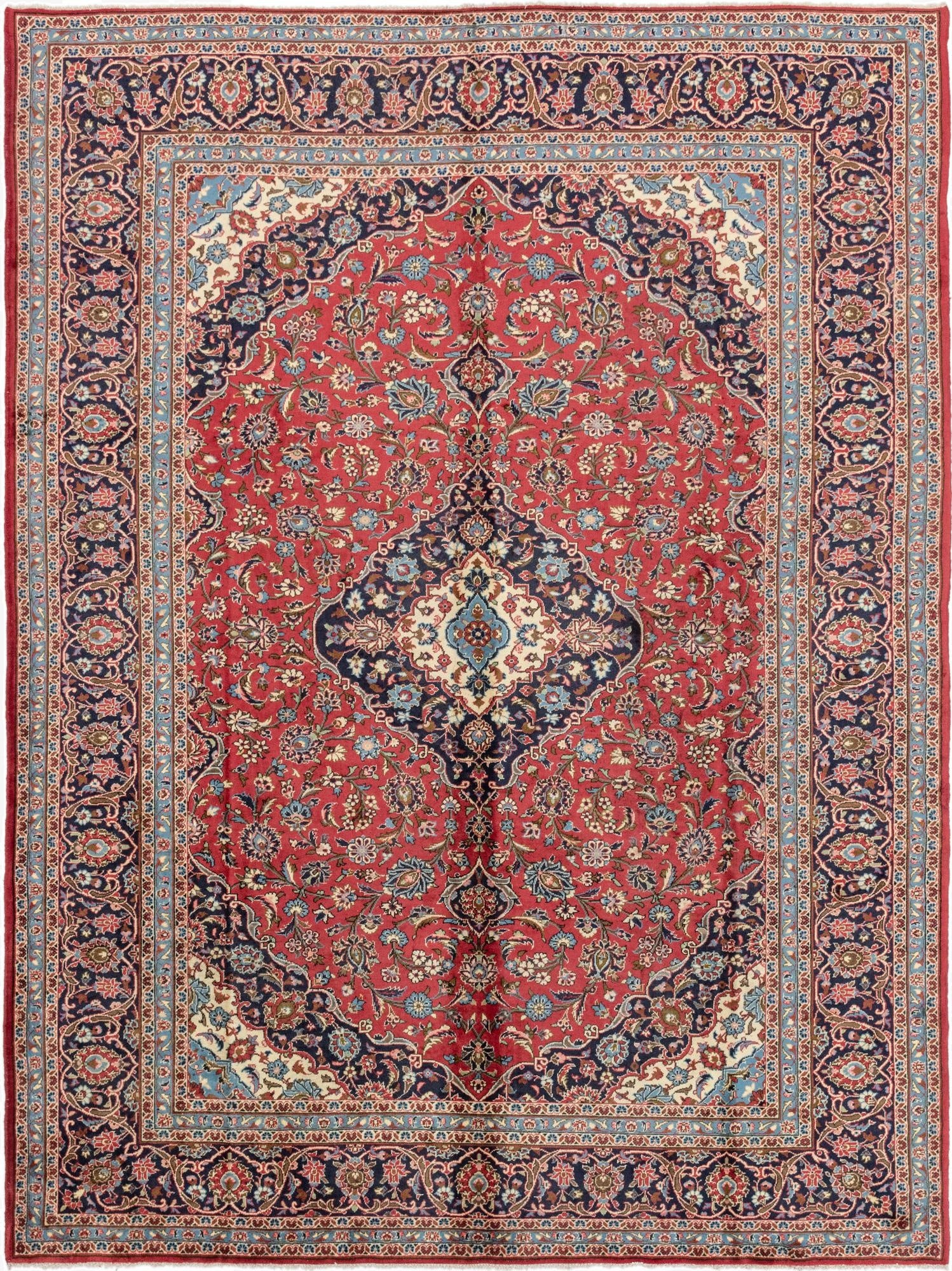 9' 8 x 13'  Hand Knotted Kashan Persian Wool Rug