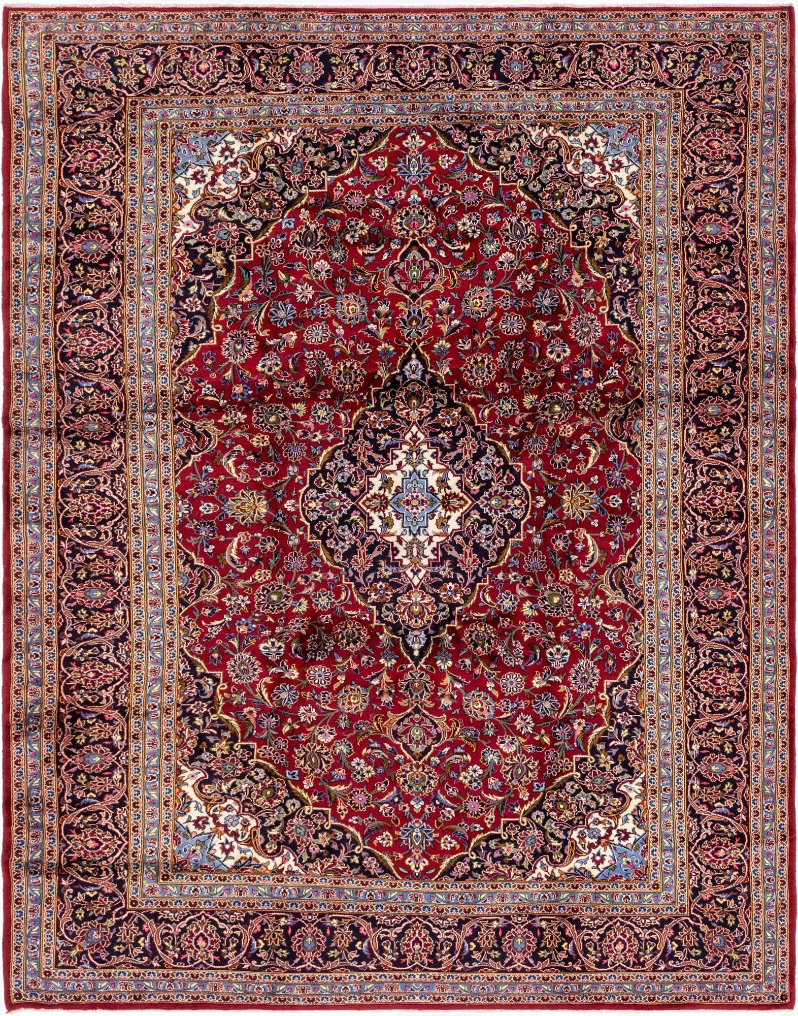 10' x 12' 8  Hand Knotted Kashan Persian Wool Rug