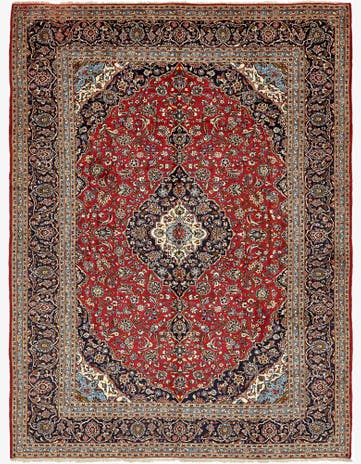 9' 8 x 13' 4 Hand Knotted Kashan Persian Wool Rug