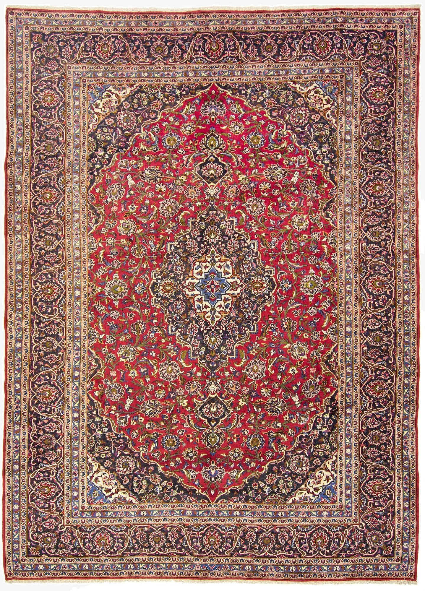 9' 9 x 13' 5  Hand Knotted Kashan Persian Rug