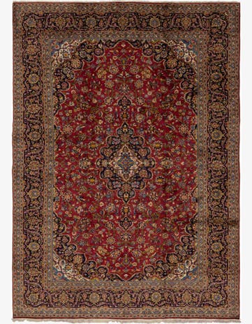 9' 10 x 13' 3 Hand Knotted Kashan Persian Wool Rug