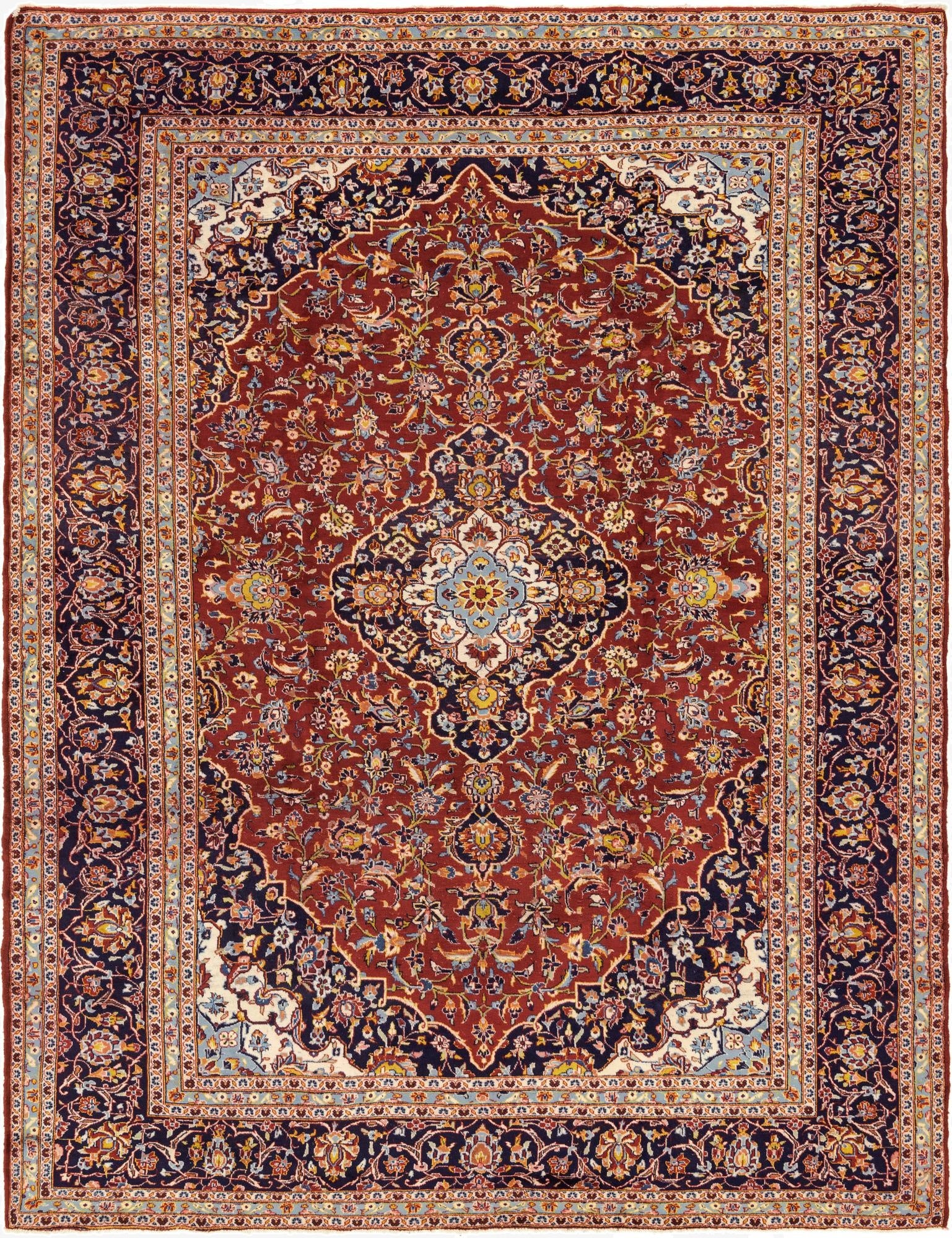 9' 10 x 12' 10  Hand Knotted Kashan Persian Wool Rug