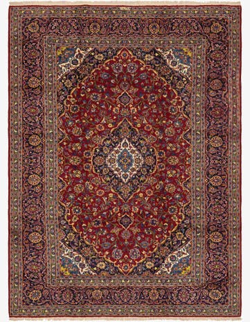 9' 7 x 12' 9 Hand Knotted Kashan Persian Wool Rug