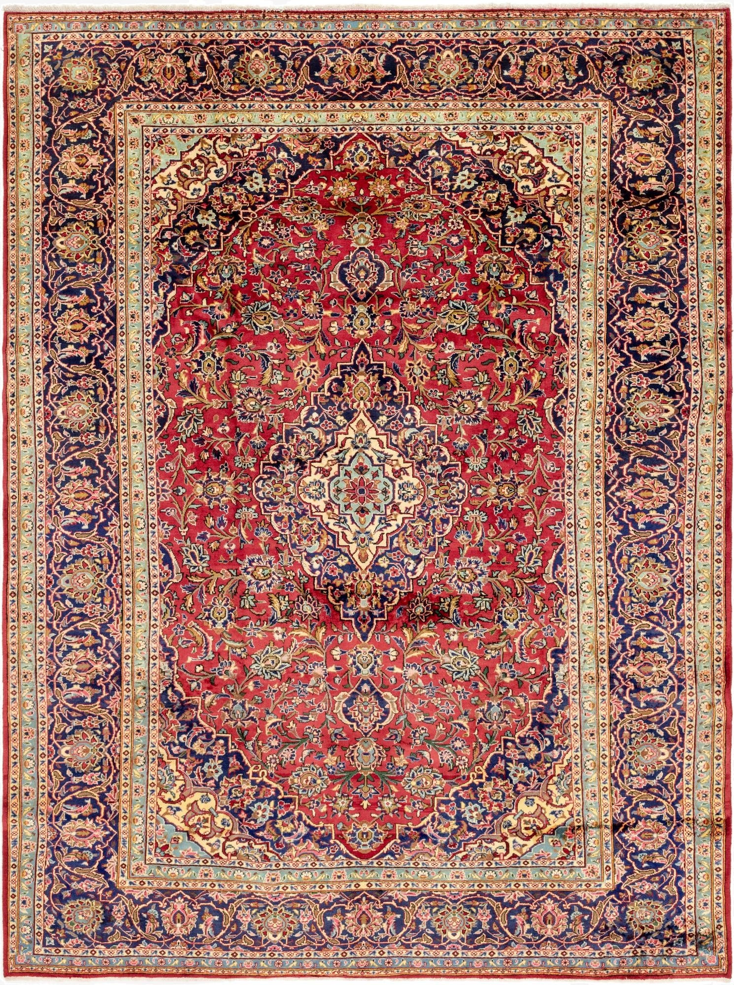 9' 6 x 12' 8  Hand Knotted Kashan Persian Wool Rug