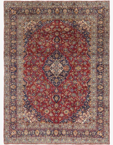 9' 9 x 12' 8 Hand Knotted Kashan Persian Wool Rug