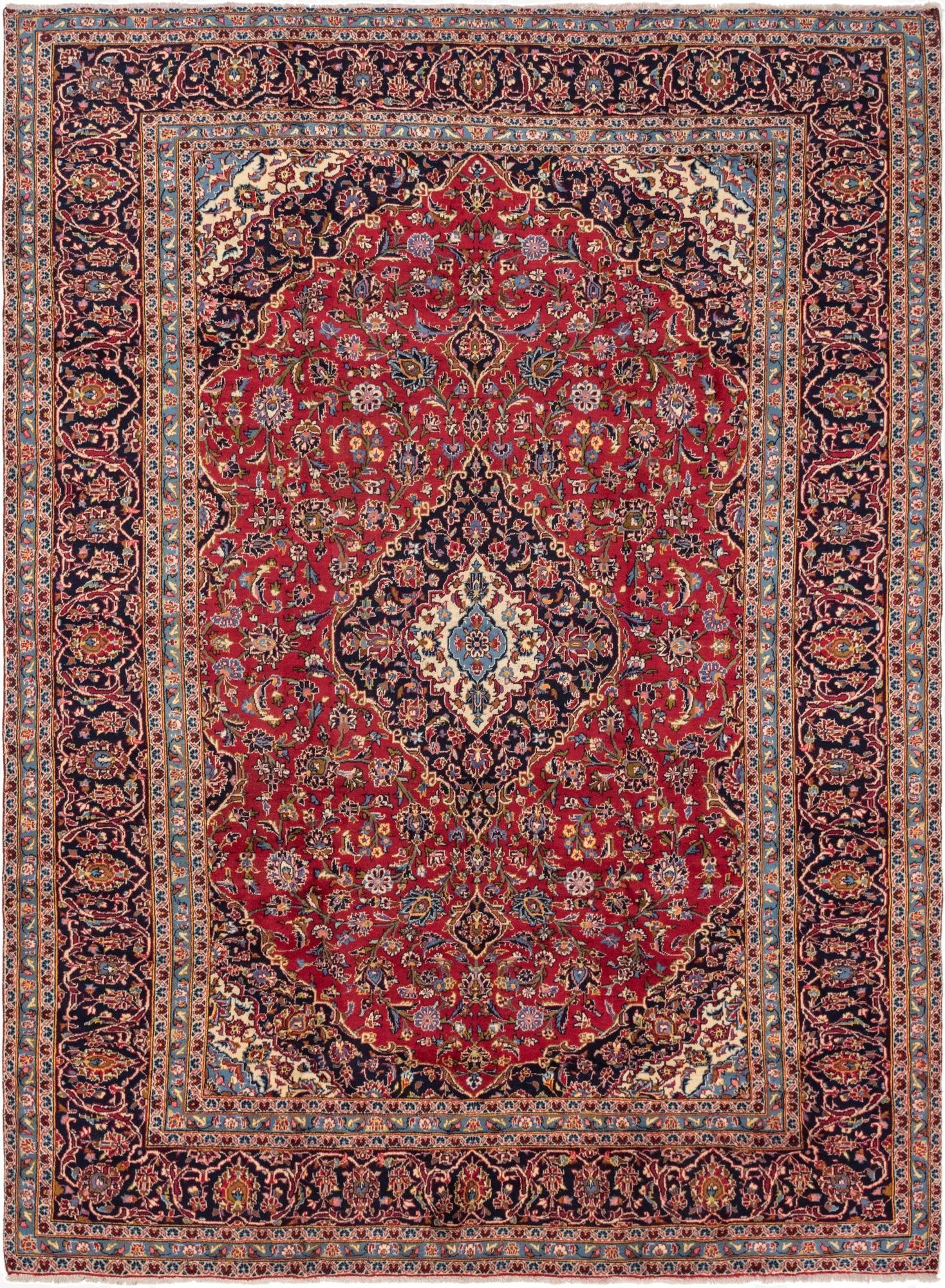 9' 6 x 12' 10  Hand Knotted Kashan Persian Wool Rug