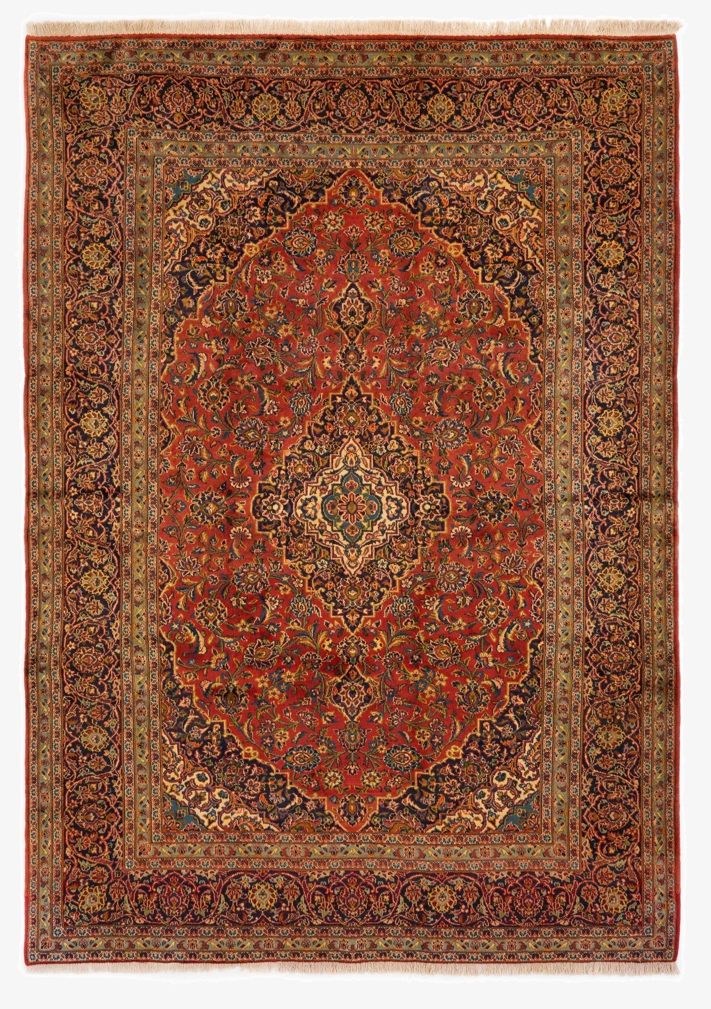 8' 1 x 11' 3  Hand Knotted Kashan Persian Wool Rug
