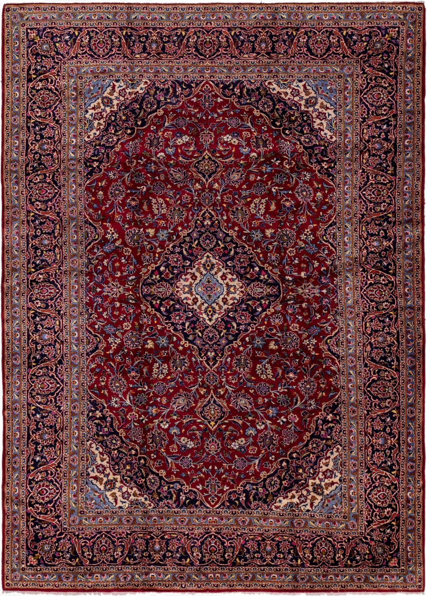 9' 7 x 13' 3  Hand Knotted Kashan Persian Wool Rug