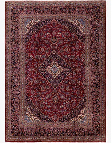 9' 7 x 13' 3 Hand Knotted Kashan Persian Wool Rug