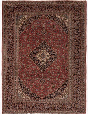 10' x 12' 10 Hand Knotted Kashan Persian Wool Rug