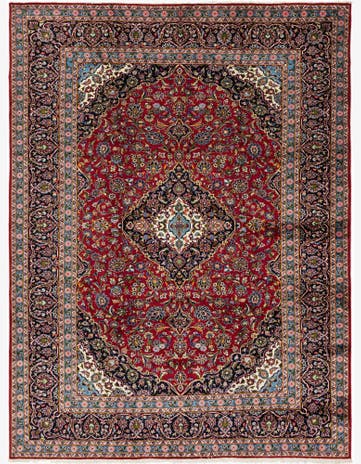 9' 9 x 13' 1 Hand Knotted Kashan Persian Wool Rug