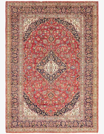 9' 7 x 13' 9 Hand Knotted Kashan Persian Wool Rug