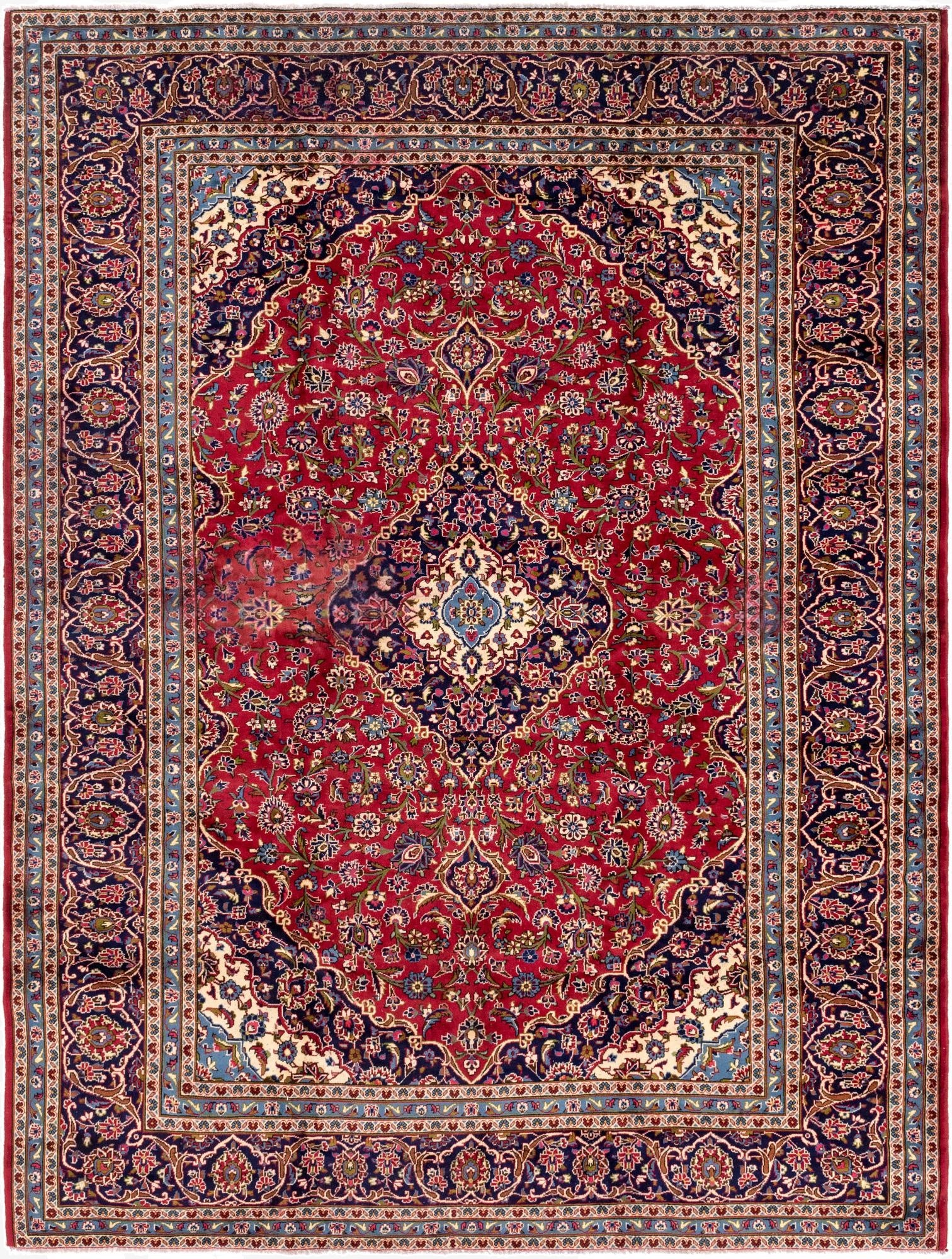 9' 10 x 12' 10  Hand Knotted Kashan Persian Wool Rug