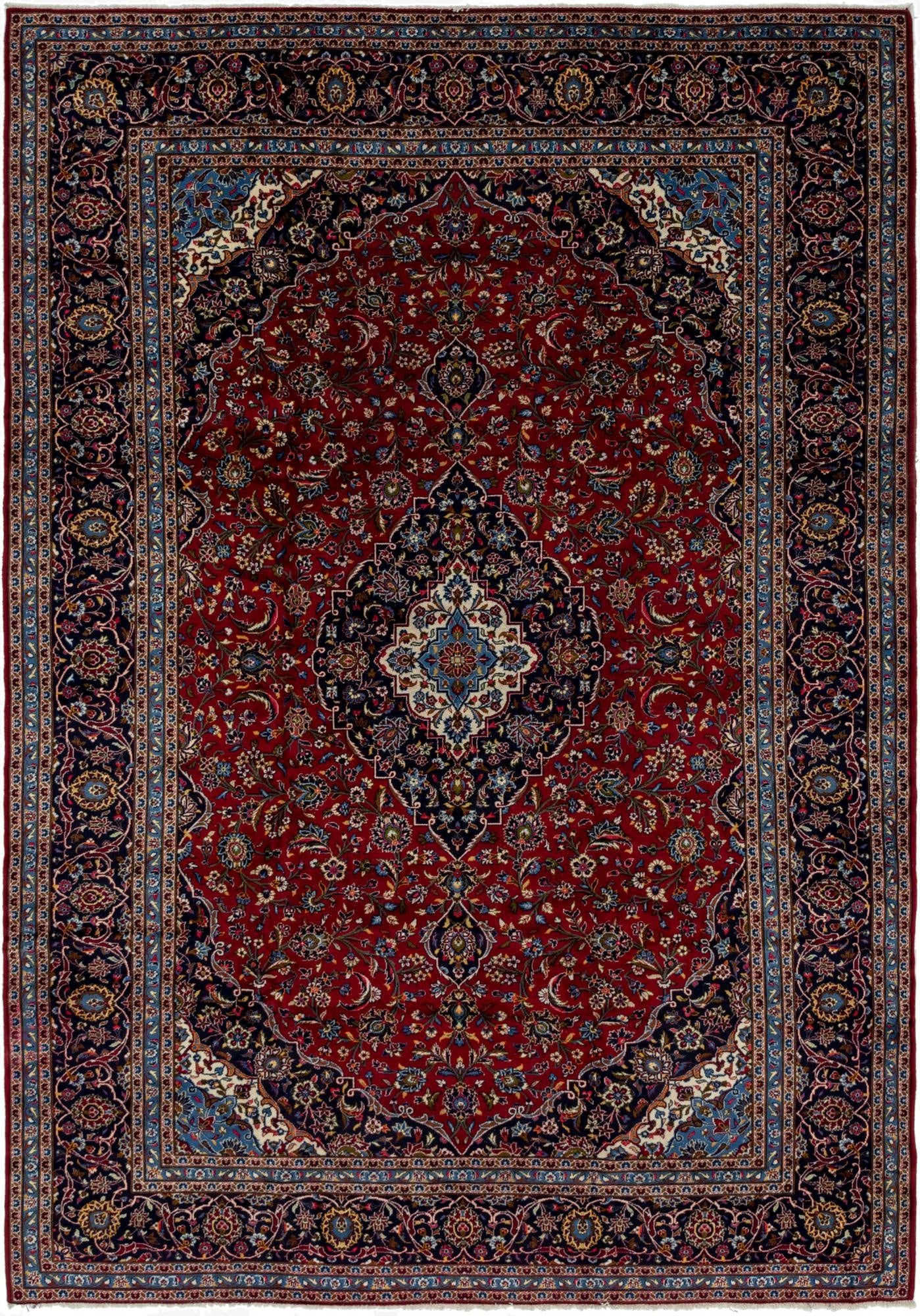 9' 6 x 13' 5  Hand Knotted Kashan Persian Wool Rug