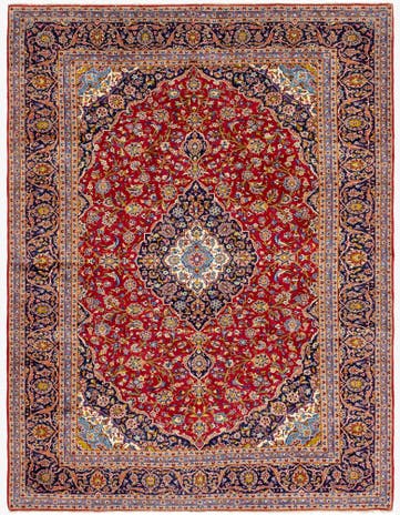 9' 7 x 12' 7 Hand Knotted Kashan Persian Wool Rug