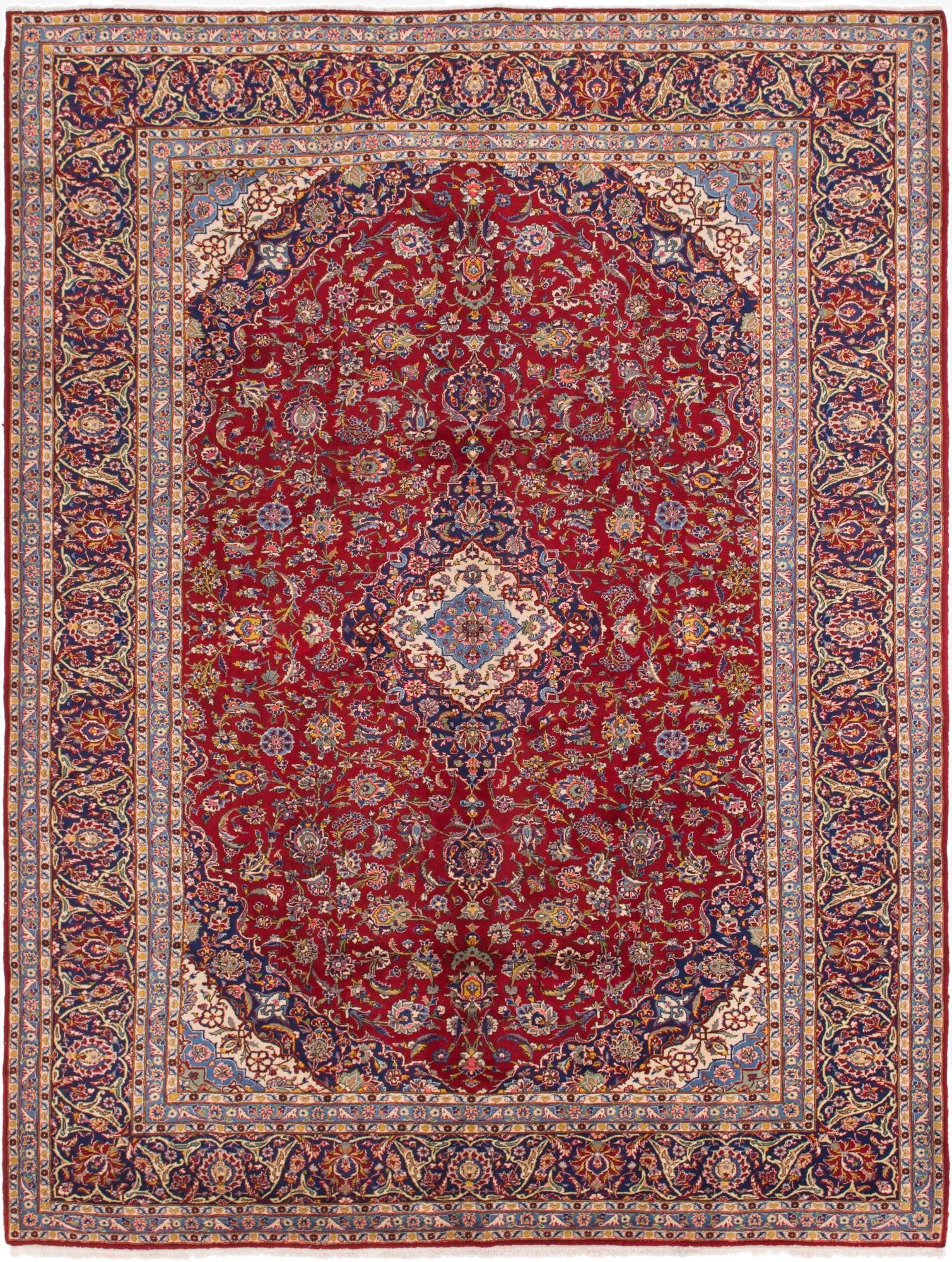 10' x 12' 10  Hand Knotted Kashan Persian Wool Rug