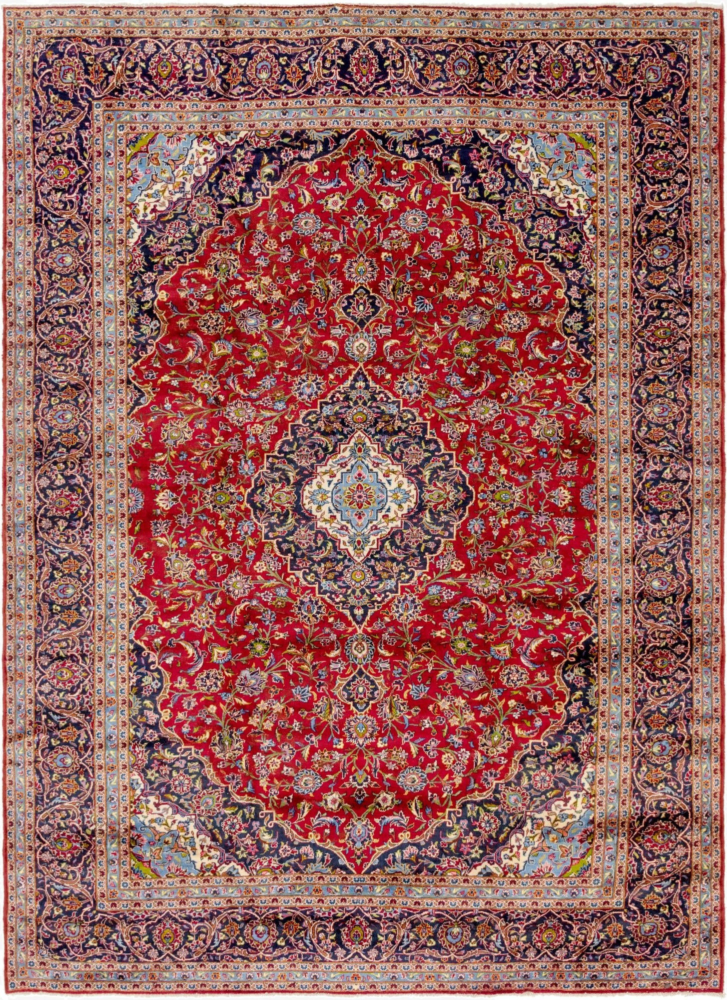 9' 9 x 13' 3  Hand Knotted Kashan Persian Wool Rug