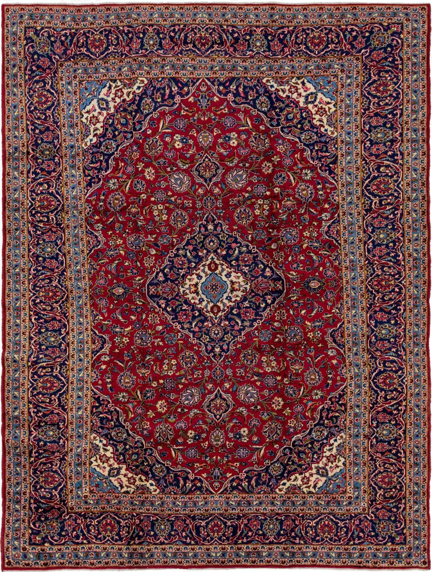 10' x 13' 4  Hand Knotted Kashan Persian Wool Rug