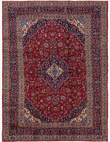 10' x 13' 4 Hand Knotted Kashan Persian Wool Rug