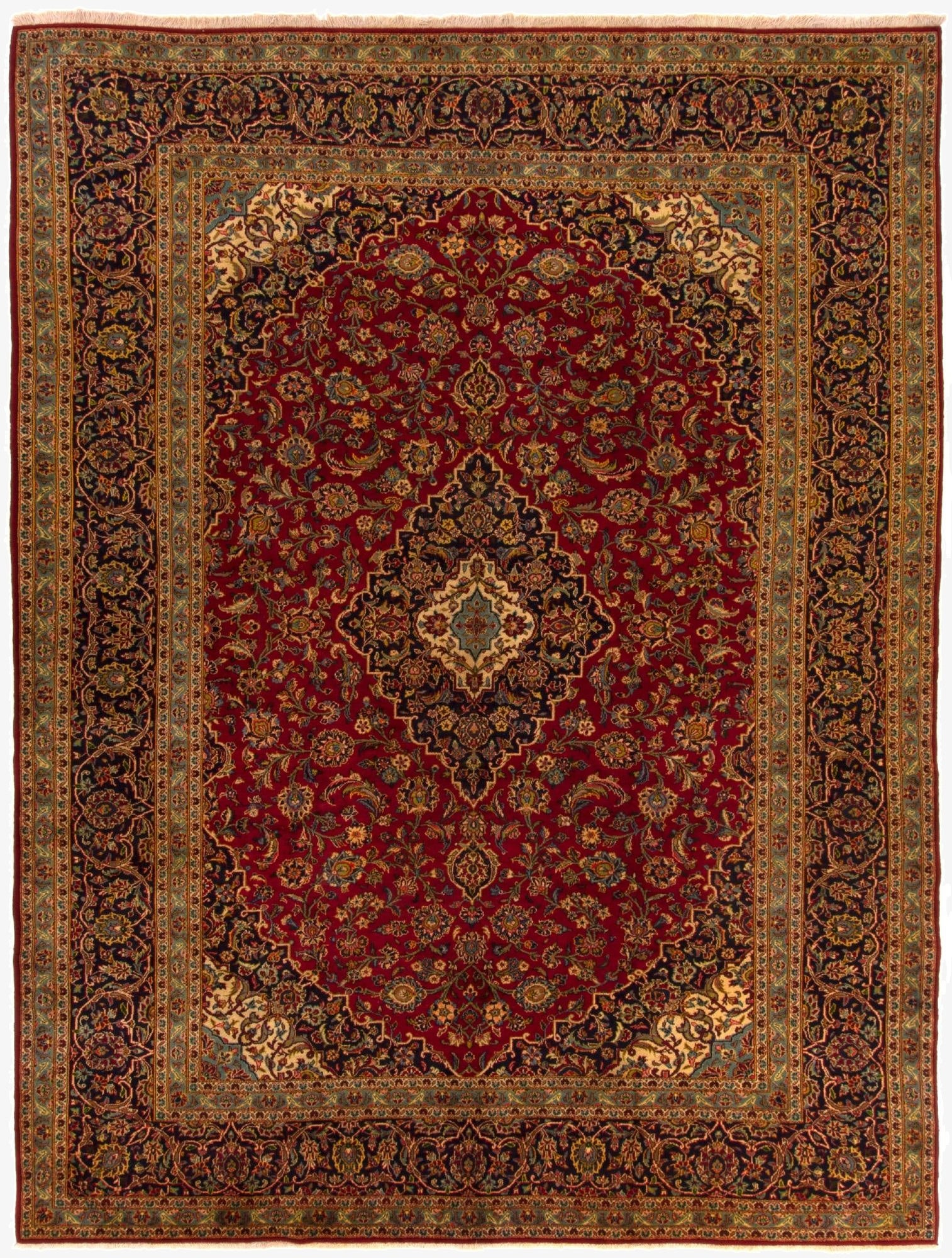 9' 11 x 12' 10  Hand Knotted Kashan Persian Wool Rug