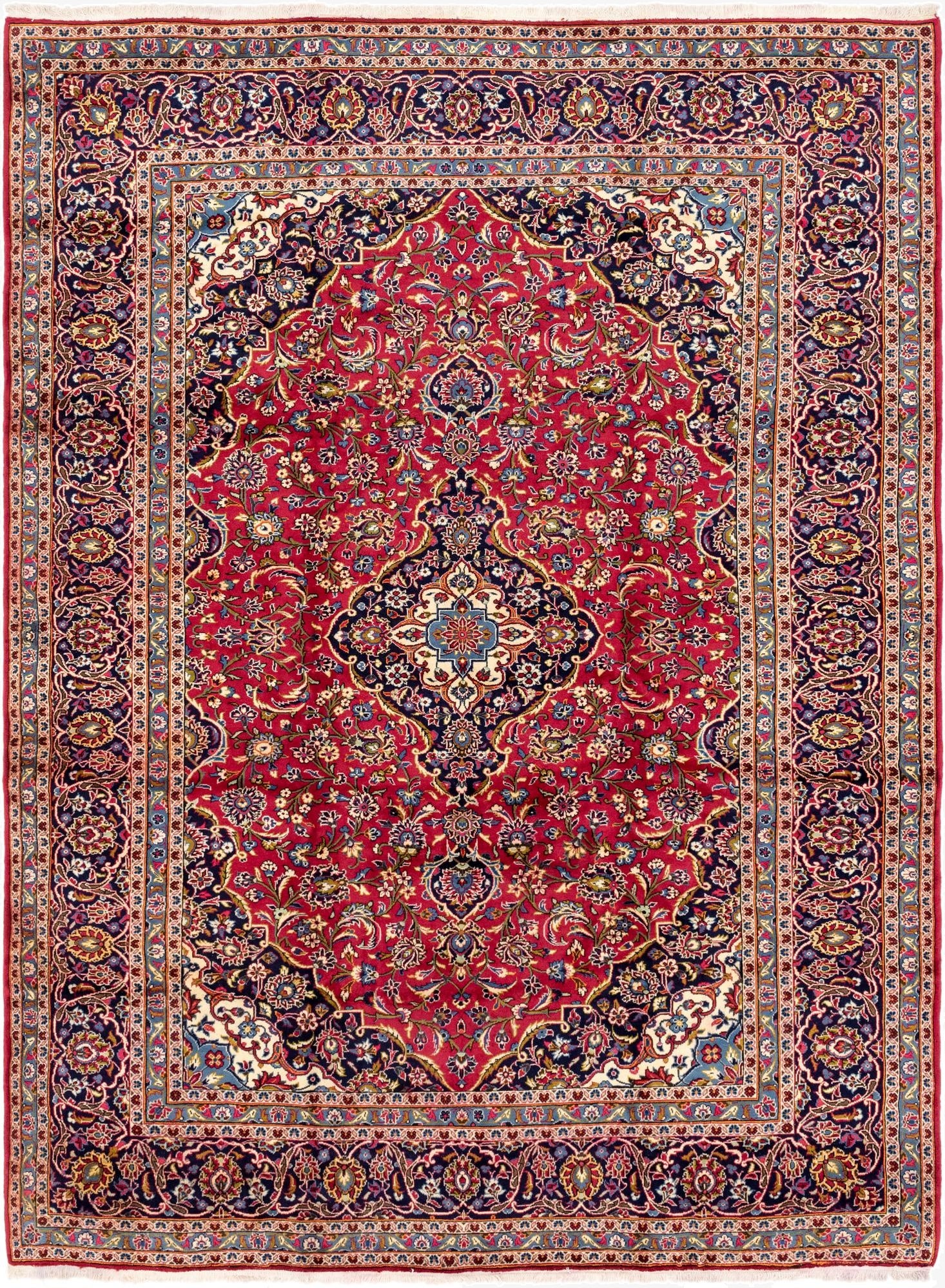 9' 9 x 13' 2  Hand Knotted Kashan Persian Wool Rug