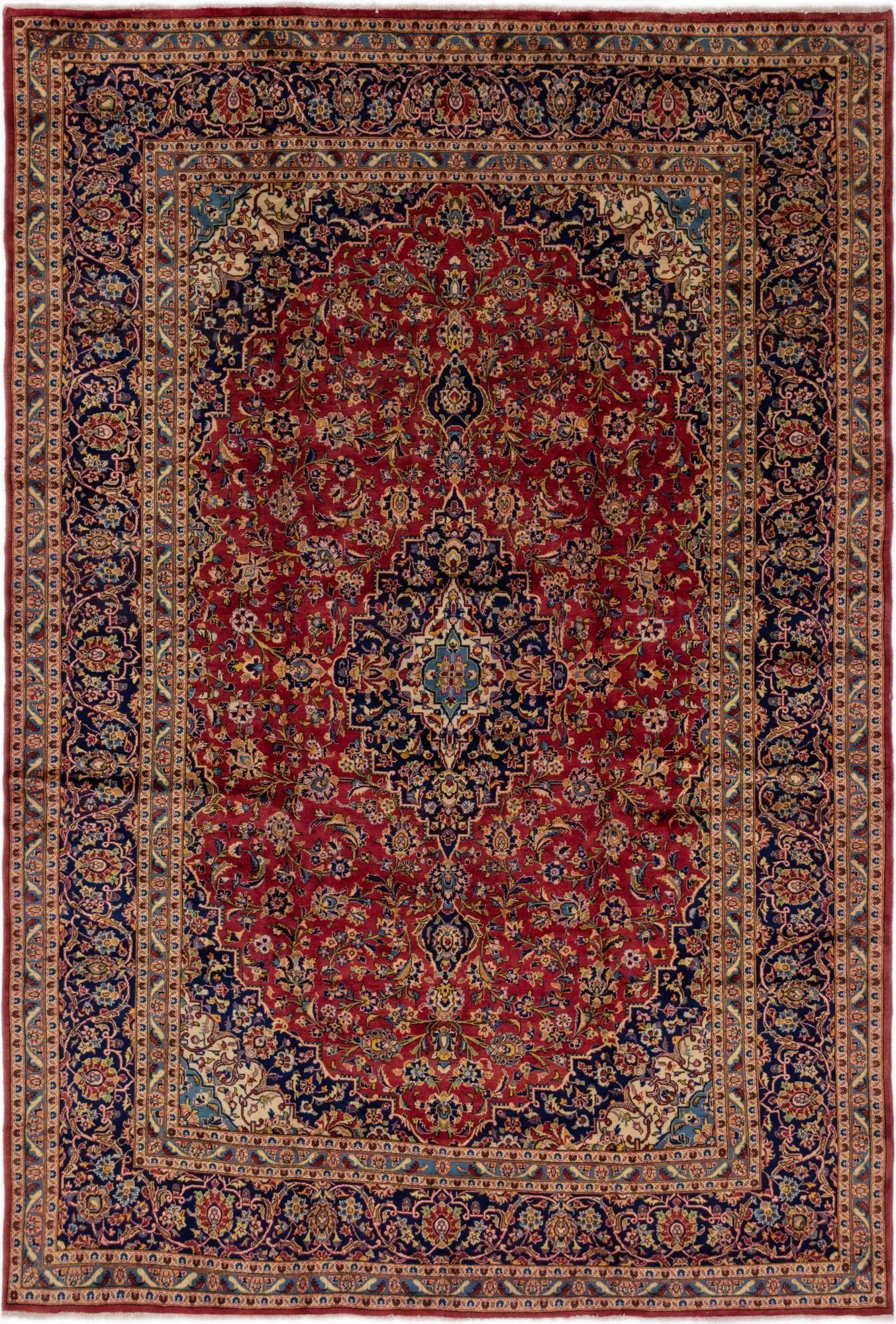 9' 6 x 14' 2  Hand Knotted Kashan Persian Wool Rug