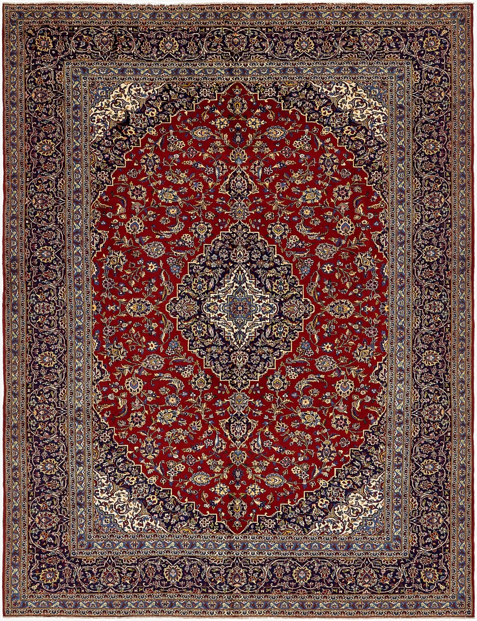 10' x 12' 10  Hand Knotted Kashan Persian Wool Rug