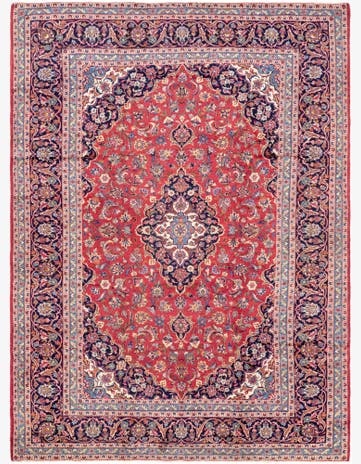 9' 7 x 12' 10 Hand Knotted Kashan Persian Wool Rug
