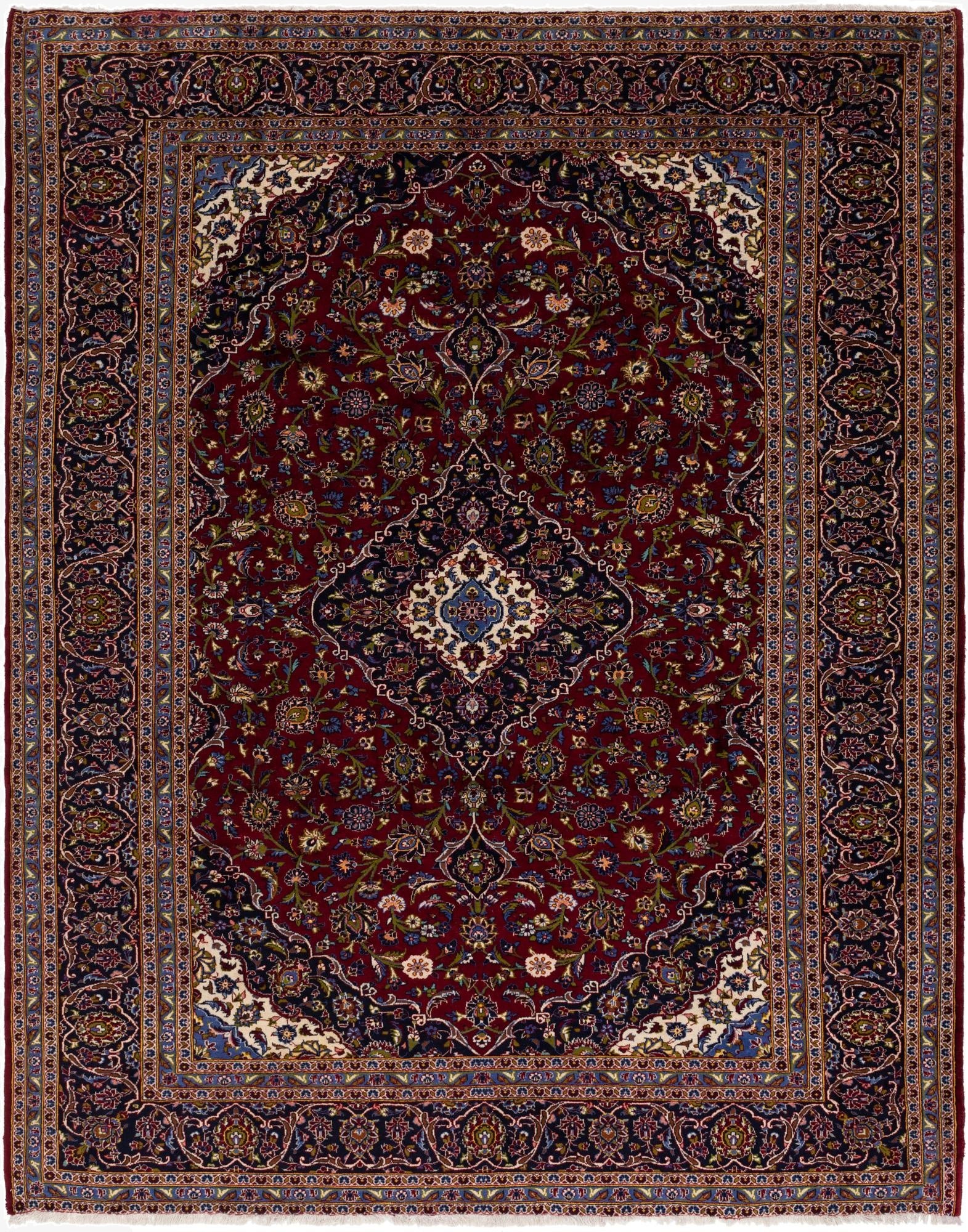 10' x 12' 9  Hand Knotted Kashan Persian Wool Rug