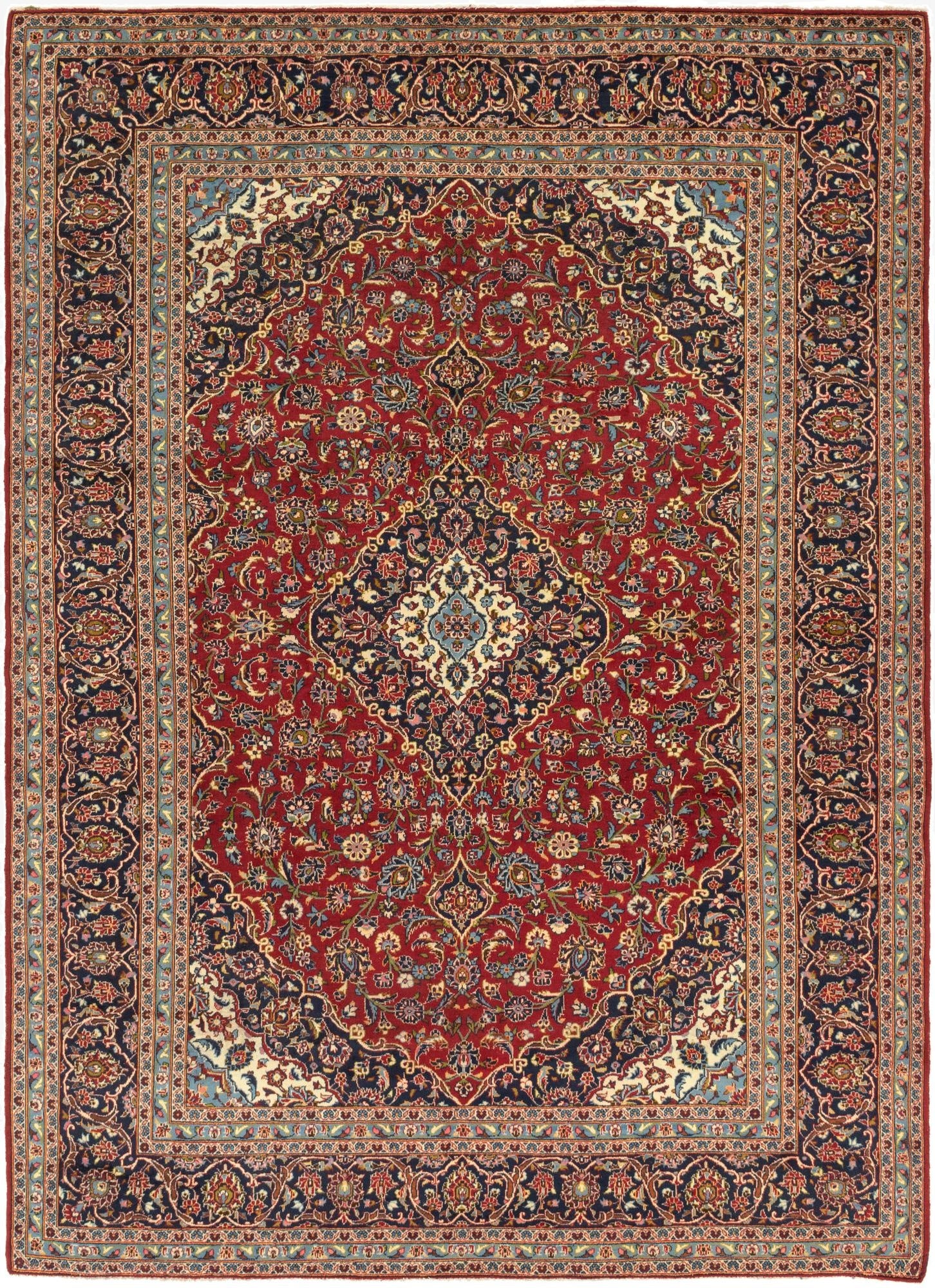 9' 7 x 13' 2  Hand Knotted Kashan Persian Wool Rug