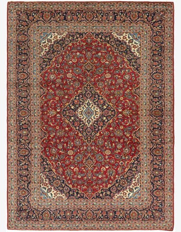 9' 7 x 13' 2 Hand Knotted Kashan Persian Wool Rug