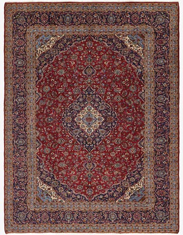 9' 9 x 12' 10 Hand Knotted Kashan Persian Wool Rug