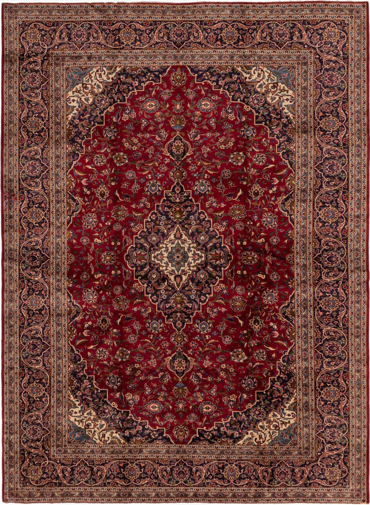 9' 7 x 13' 2  Hand Knotted Kashan Persian Wool Rug