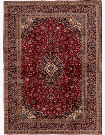 9' 7 x 13' 2 Hand Knotted Kashan Persian Wool Rug