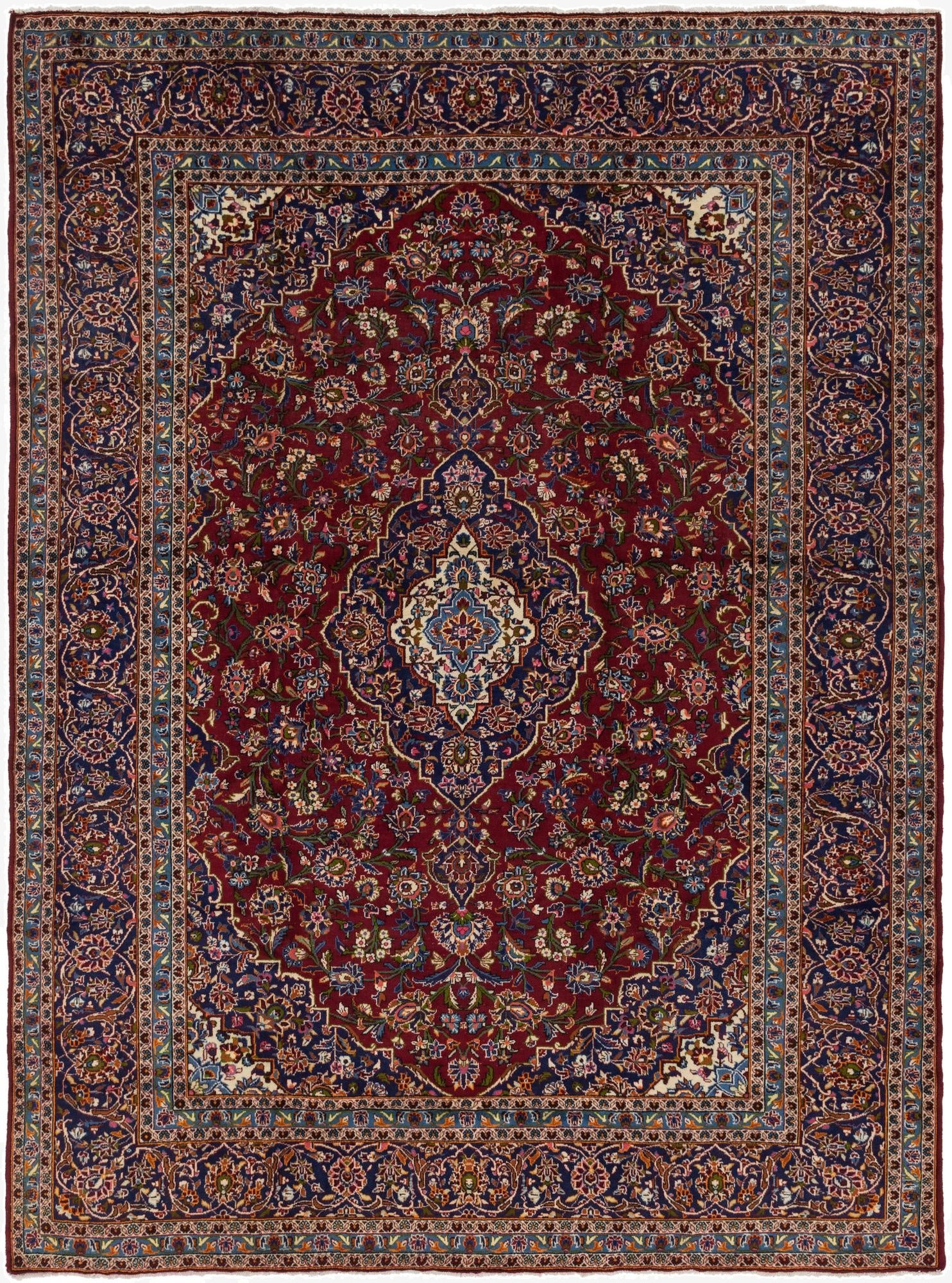 9' 9 x 13' 5  Hand Knotted Kashan Persian Wool Rug