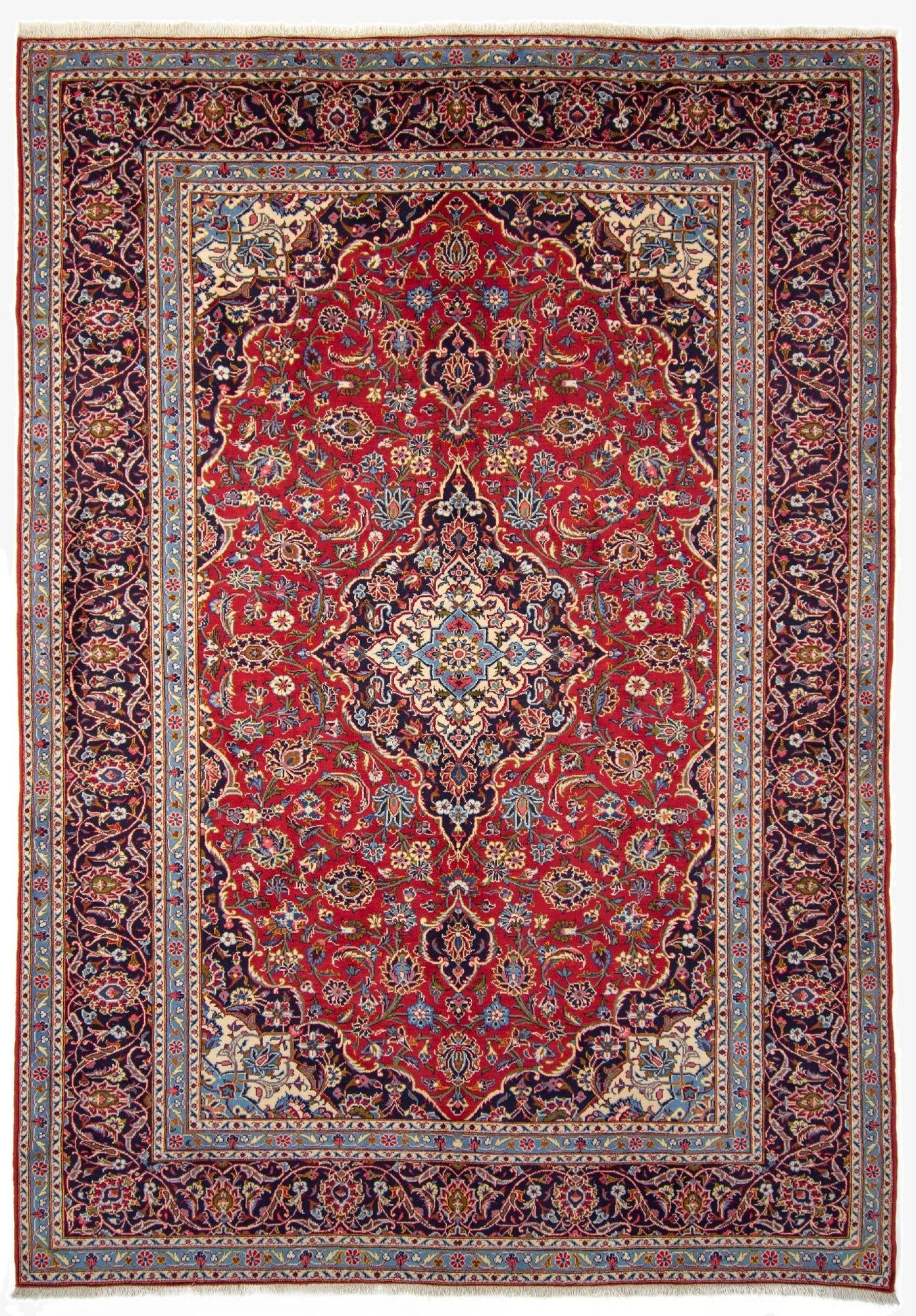 8' x 11' 6  Hand Knotted Kashan Persian Rug