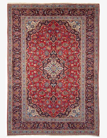 8' x 11' 6 Hand Knotted Kashan Persian Rug