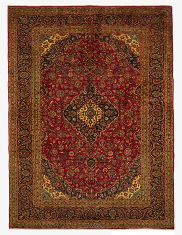 9' 7 x 13' 5 Hand Knotted Kashan Persian Wool Rug