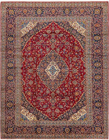 10' x 12' 9 Hand Knotted Kashan Persian Wool Rug