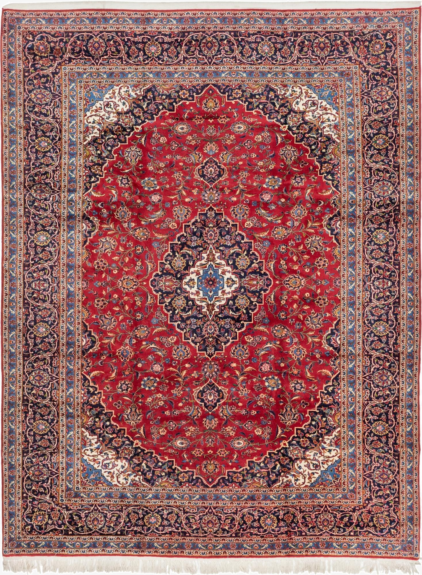 9' 10 x 12' 10  Hand Knotted Kashan Persian Wool Rug