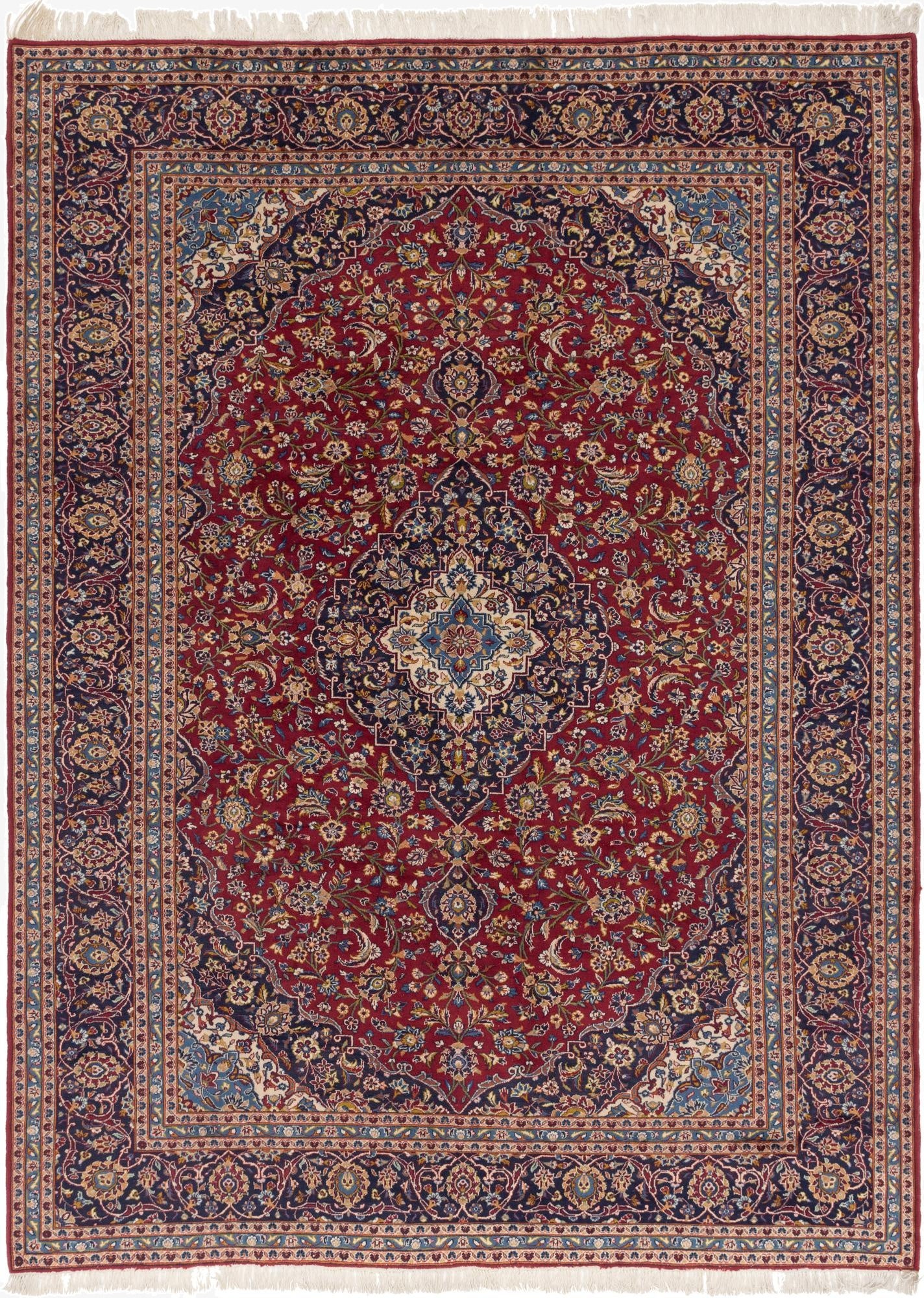 9' 9 x 13' 2  Hand Knotted Kashan Persian Wool Rug