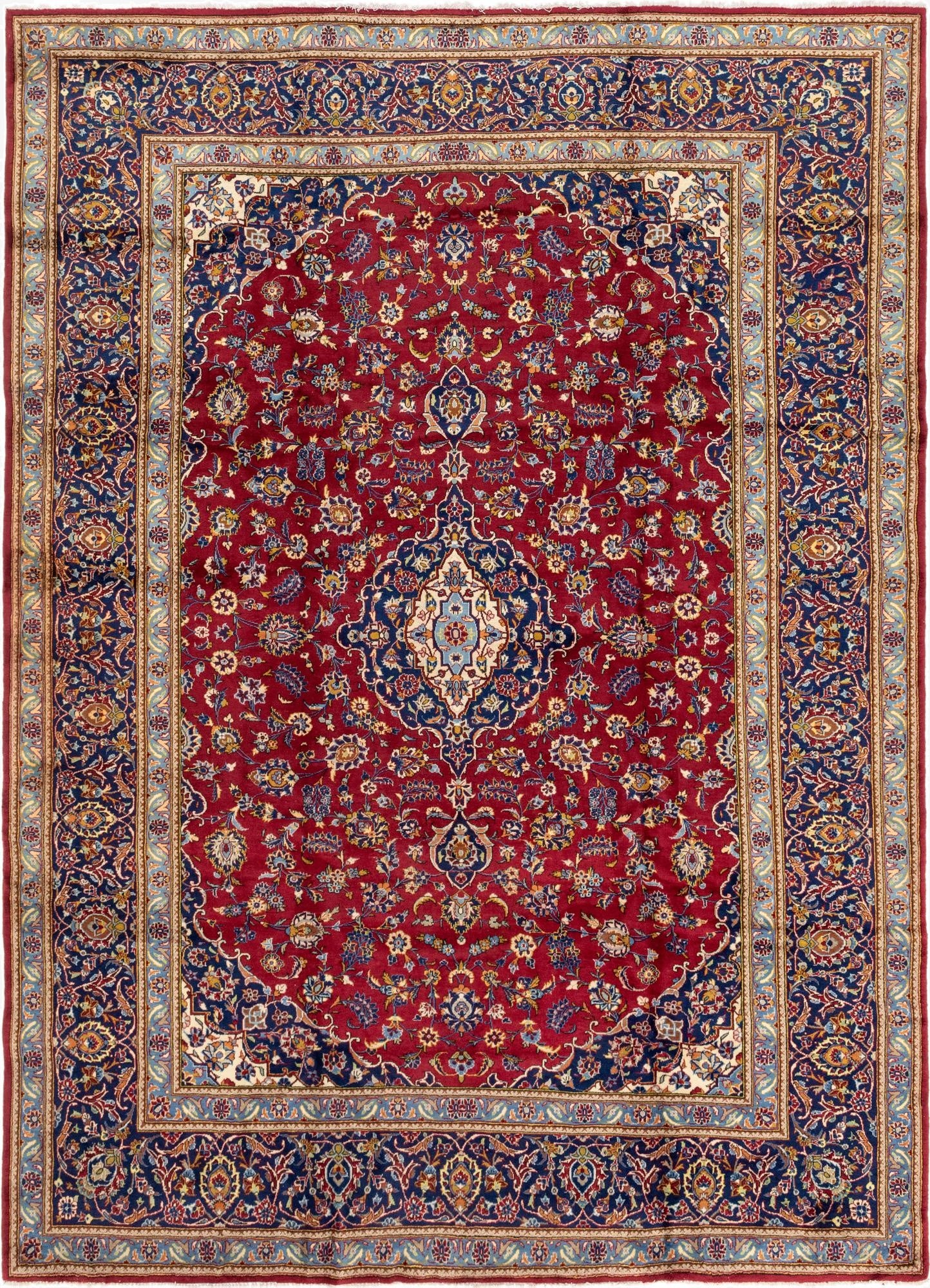9' 8 x 13'  Hand Knotted Kashan Persian Wool Rug