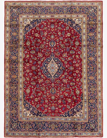 9' 8 x 13' Hand Knotted Kashan Persian Wool Rug