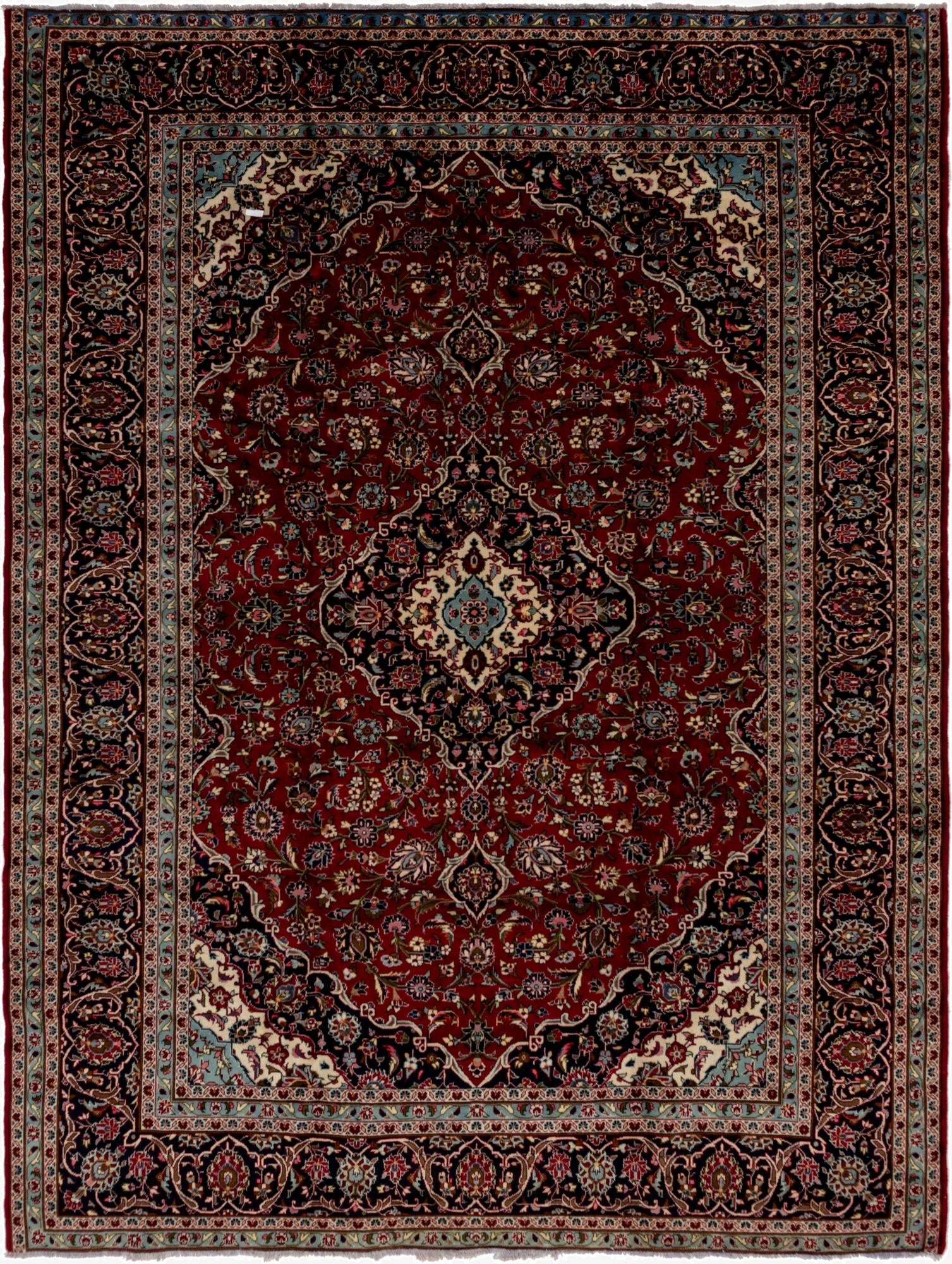 9' 8 x 12' 9  Hand Knotted Kashan Persian Wool Rug