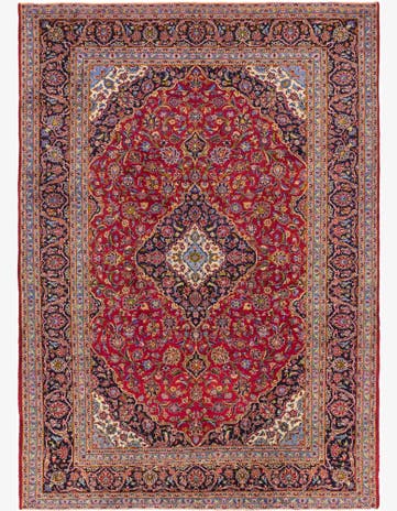 9' 8 x 13' 6 Hand Knotted Kashan Persian Wool Rug