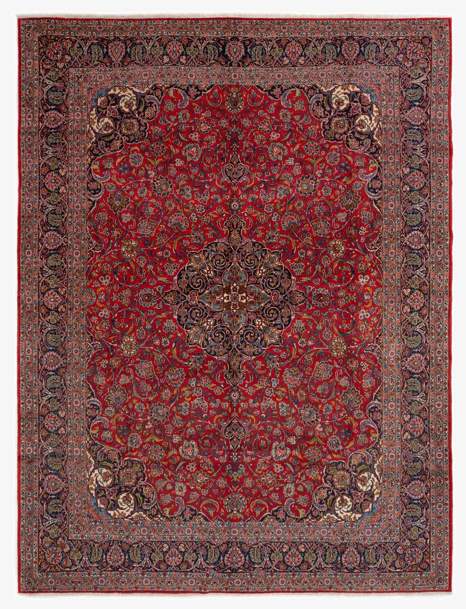 10' 11 x 14' 4  Hand Knotted Kashan Persian Wool Rug