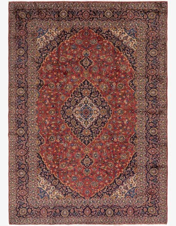 9' 10 x 13' 7 Hand Knotted Kashan Persian Wool Rug
