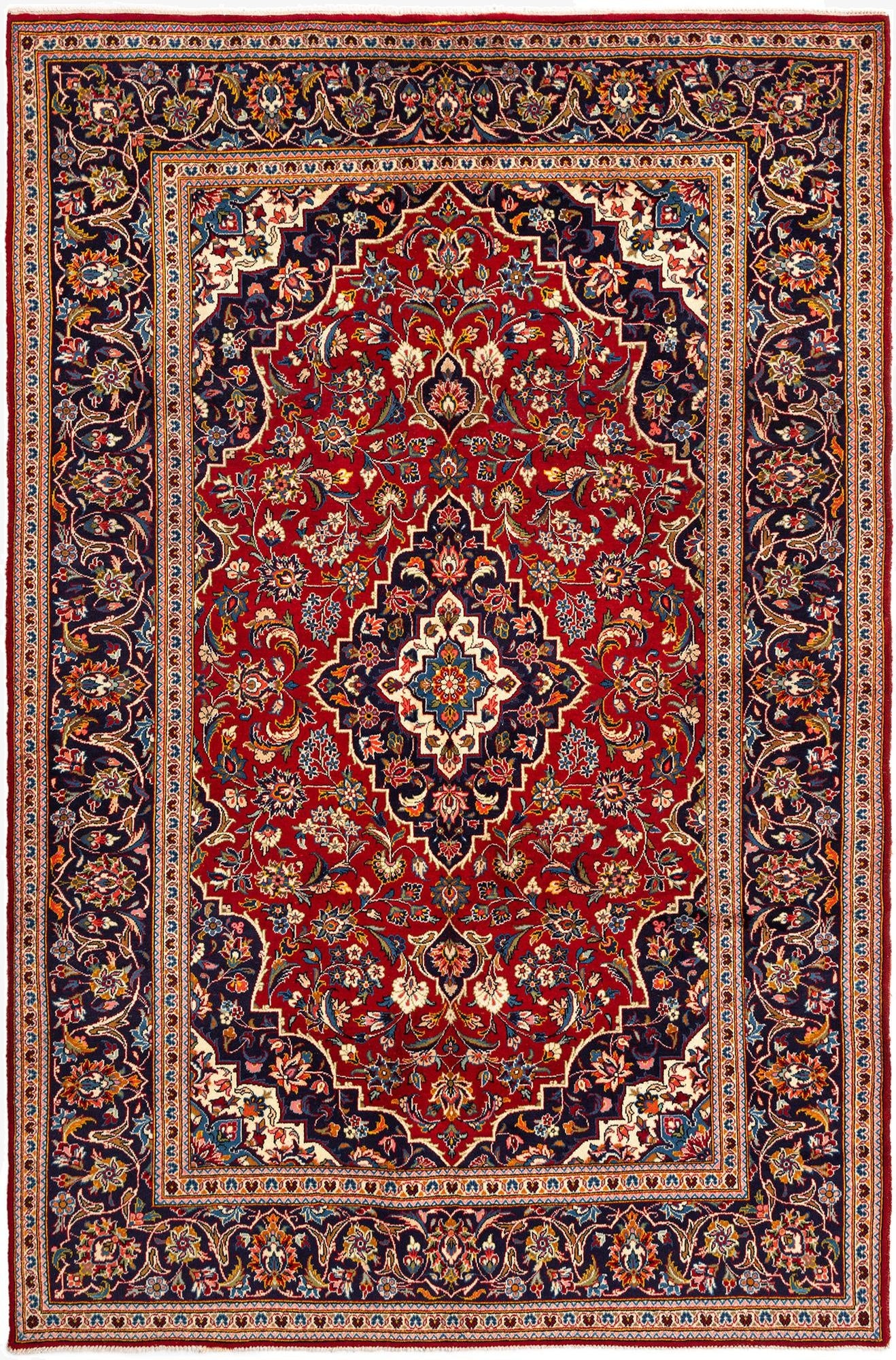 198cm x 303cm Kashan Wool Rug