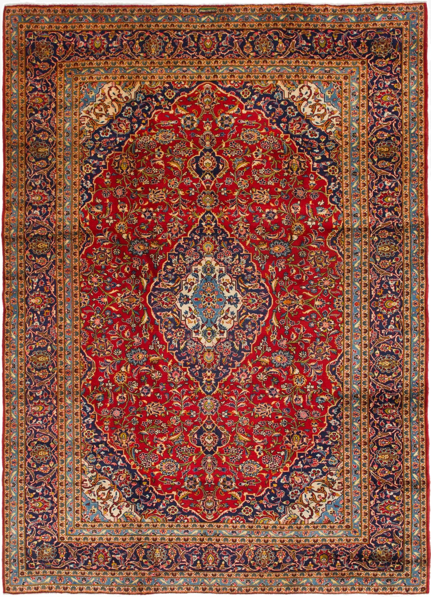 9' 7 x 13' 3  Hand Knotted Kashan Persian Wool Rug