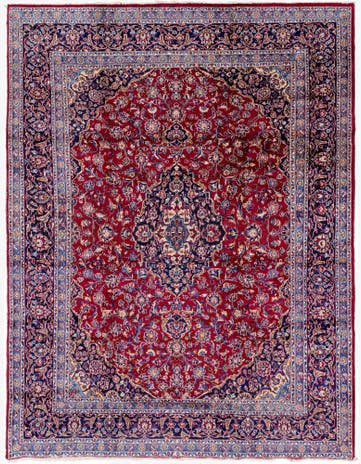 9' 10 x 12' 9 Hand Knotted Kashan Persian Wool Rug